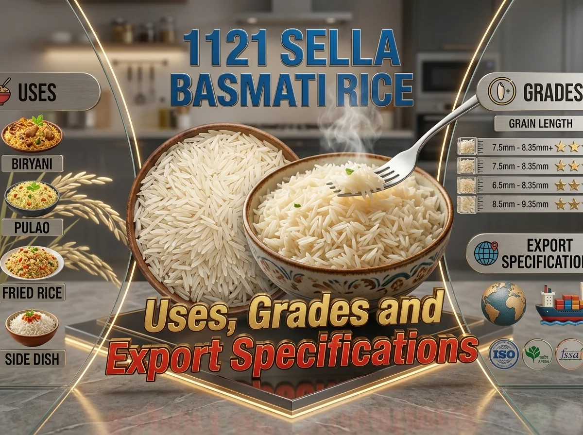 1121 Sella Basmati Rice: Uses, Grades and Export Specifications